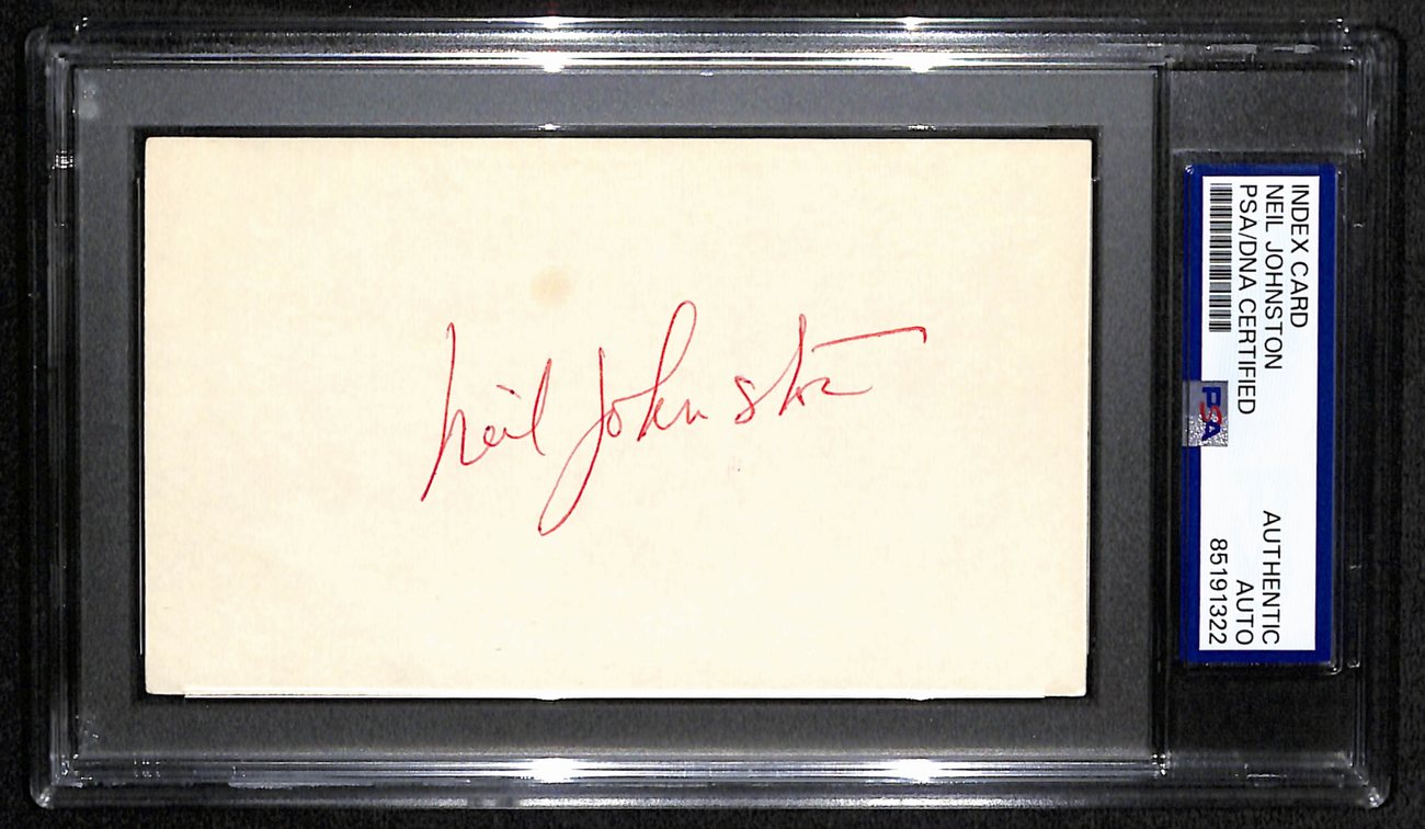 Neil Johnston NBA HOF Signed 3x5 Index Card Philadelphia Warriors PSA/DNA 190619