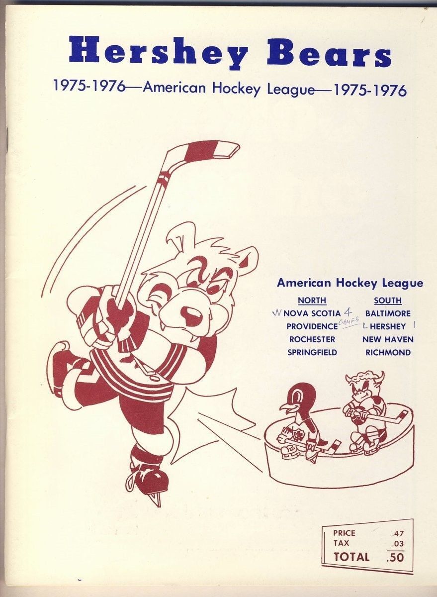 Hershey Bears 4/26 1976 Program vs. Nova Scotia AHL 127977