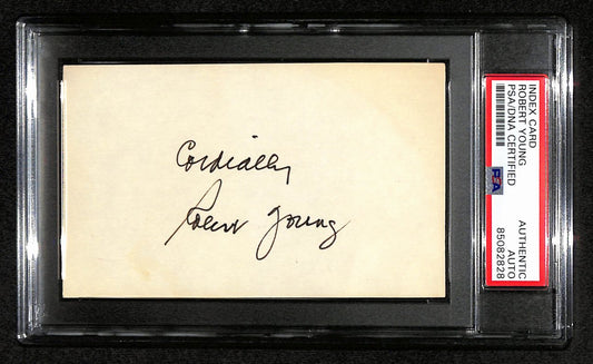 Robert Young Autographed/Inscribed 3x5 Index Card "Marcus Welby" PSA/DNA 184306