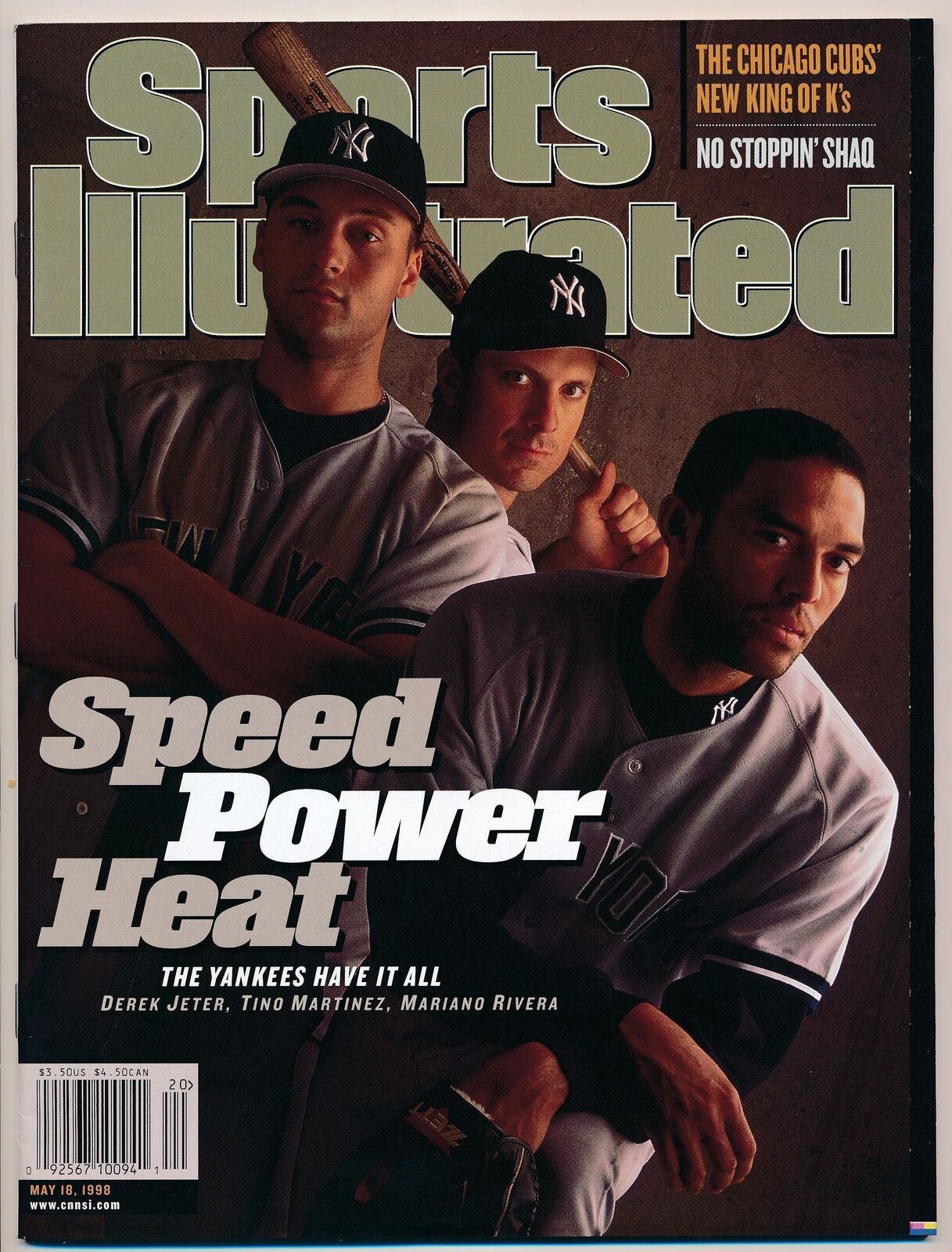 May 18, 1998 Derek Jeter Mariano Rivera Sports Illustrated NO LABEL Newsstand