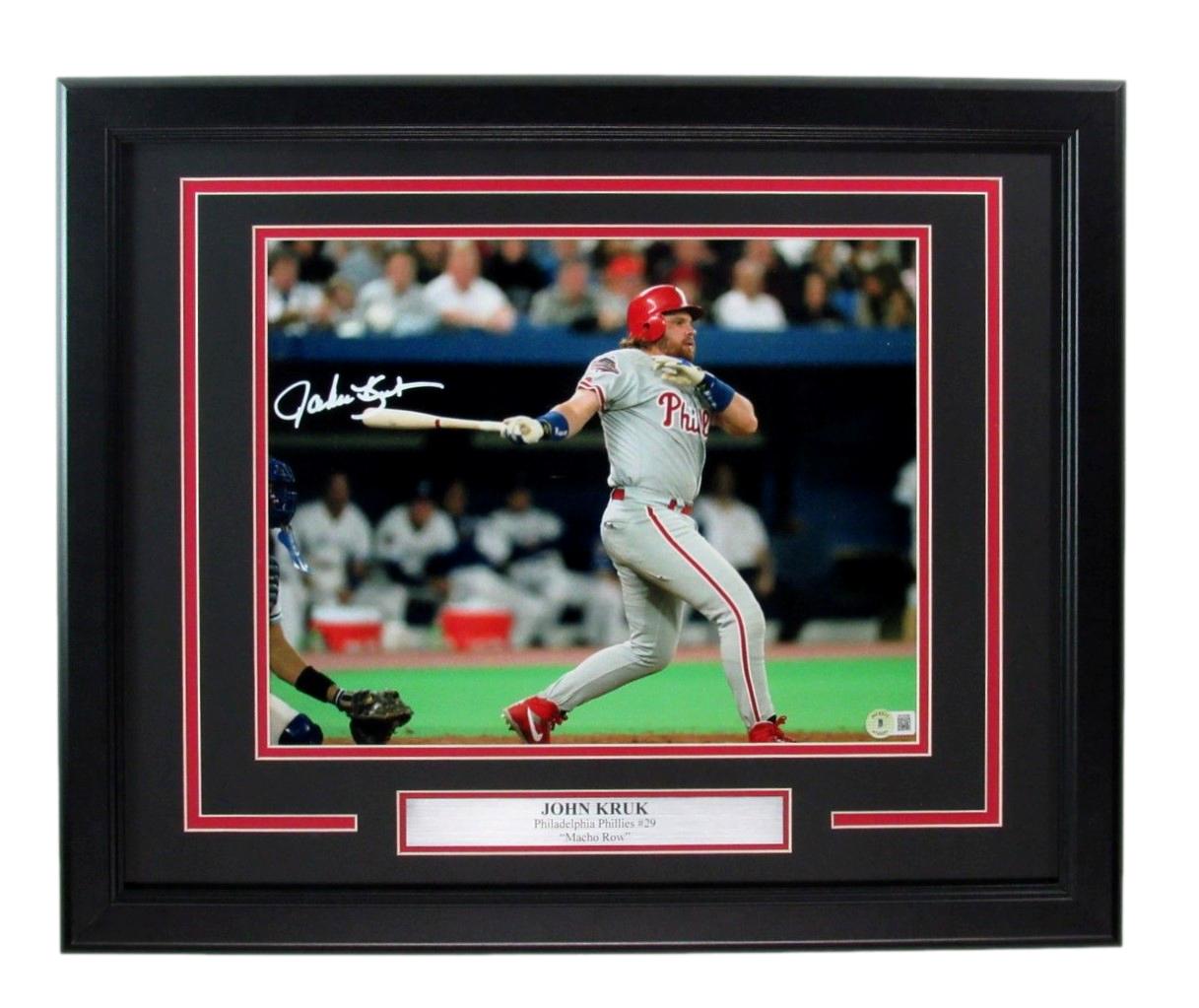John Kruk Signed 11x14 Photo Philadelphia Phillies Framed Beckett 185632