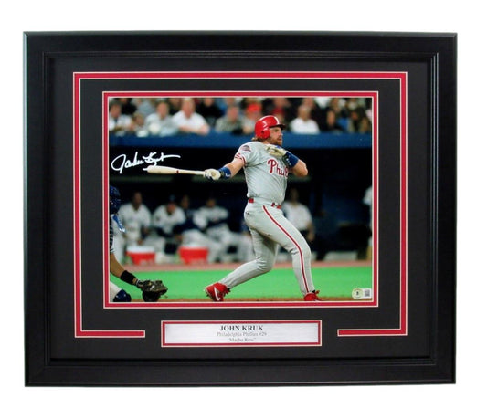 John Kruk Signed 11x14 Photo Philadelphia Phillies Framed Beckett 185632