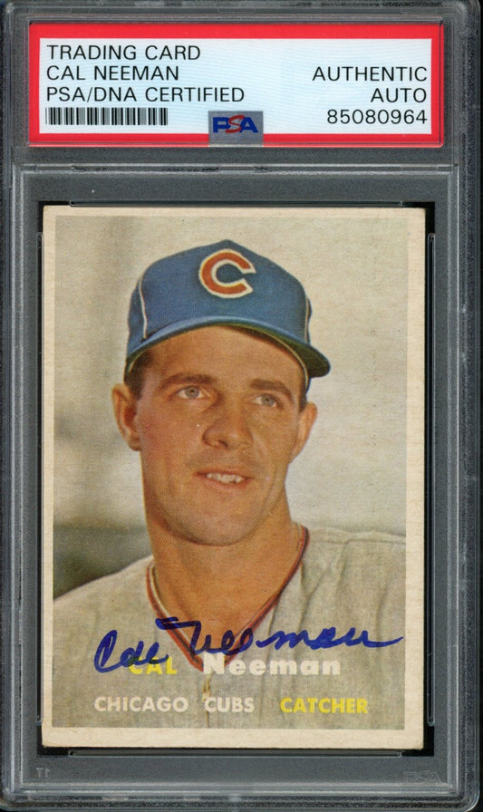 Cal Neeman Signed 1957 Topps Card #353 Chicago Cubs PSA/DNA 184158