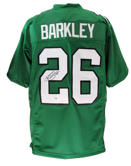 Saquon Barkley Signed Kelly Green Custom Football Jersey Eagles Beckett 192659