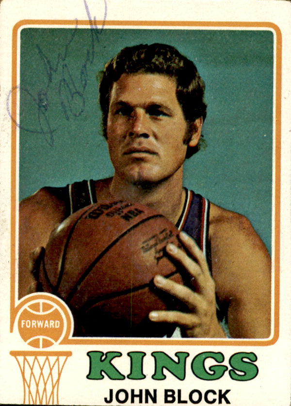 John Block Autographed 1973-74 TOPPS Basketball Card #169 Kings 182927