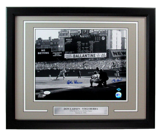 Don Larsen/Yogi Berra Dual-Signed 11x14 Photo Perfect Game Framed JSA 192028