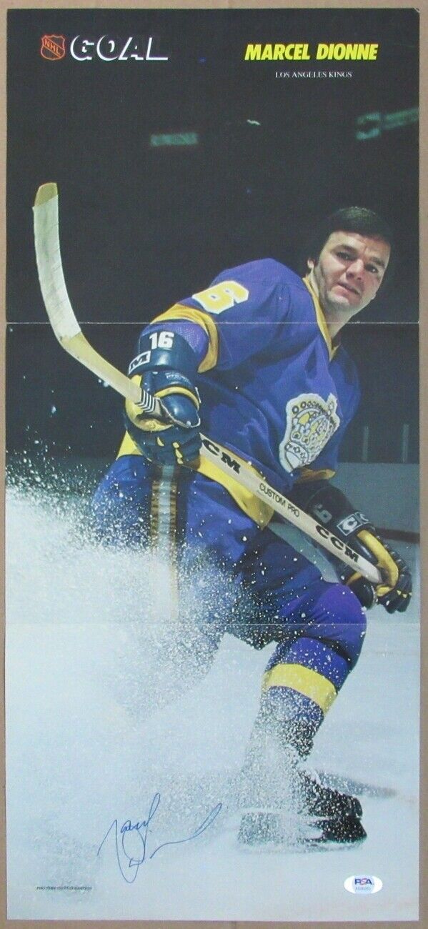 Marcel Dionne  Kings Signed Vintage 11x24 Fold Out Program Poster PSA/DNA 154862