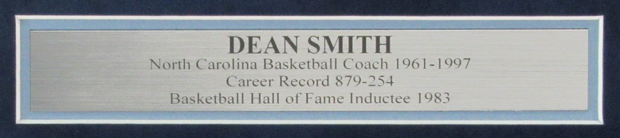 Dean Smith HOF Autographed Tar Heels 3x5 Cut with 8x10 Photo Framed PSA/DNA 8754