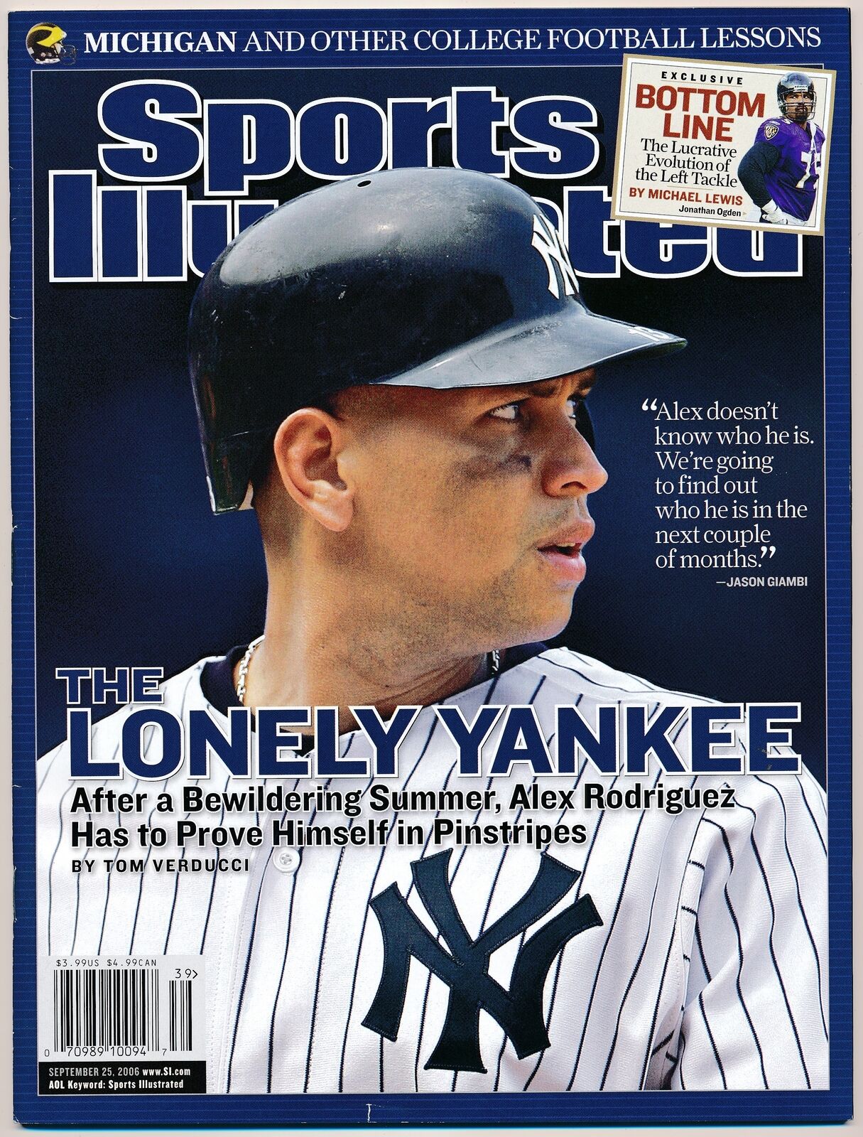 September 25, 2006 Alex Rodriguez Sports Illustrated NO LABEL Newsstand Yankees