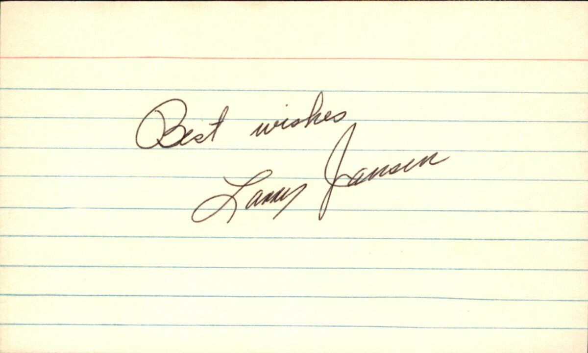 Larry Jansen New York Giants d.2009 Signed/Autographed 3x5 Index Card 162497