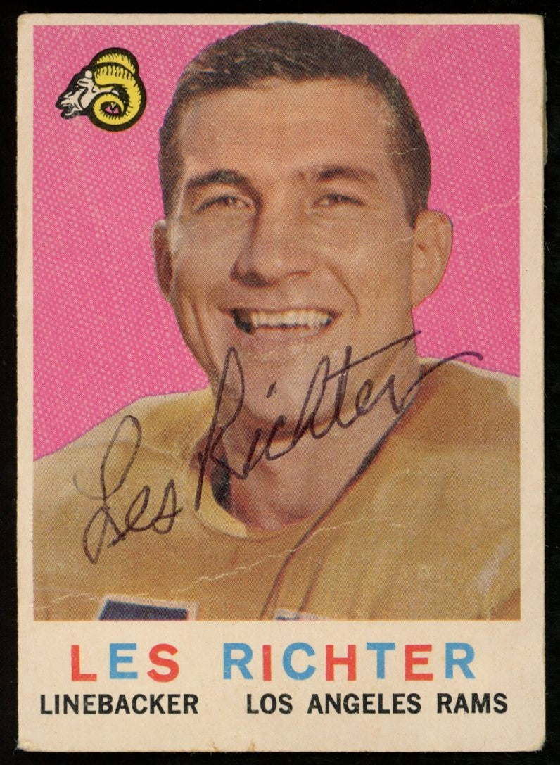 1959 TOPPS Football Card #84 Signed/Auto Les Richter Los Angeles Rams