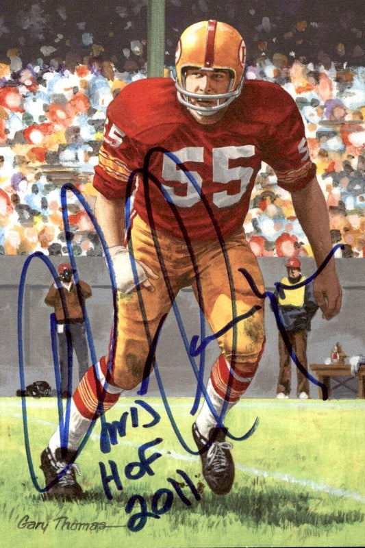 Chris Hanburger HOF Autographed/Inscr Goal Line Art GLAC Postcard Redskins JSA