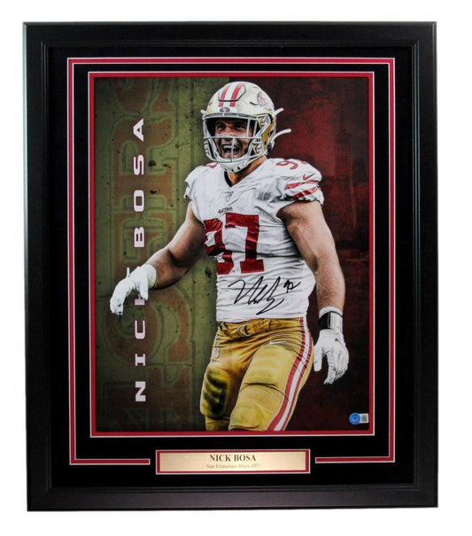 Nick Bosa Autographed 16x20 Photo San Francisco 49ers Framed Beckett 179403