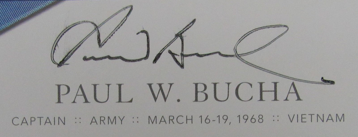 Paul W. Bucha, MOH Recipient, Signed MOH 4x6 Society Card JSA 146361