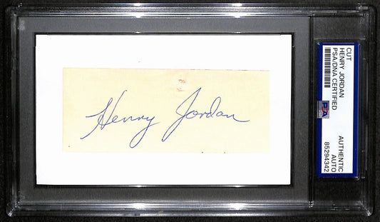 Henry Jordan HOF Signed/Auto Cut on 3x5 Card Green Bay Packers PSA/DNA 190609