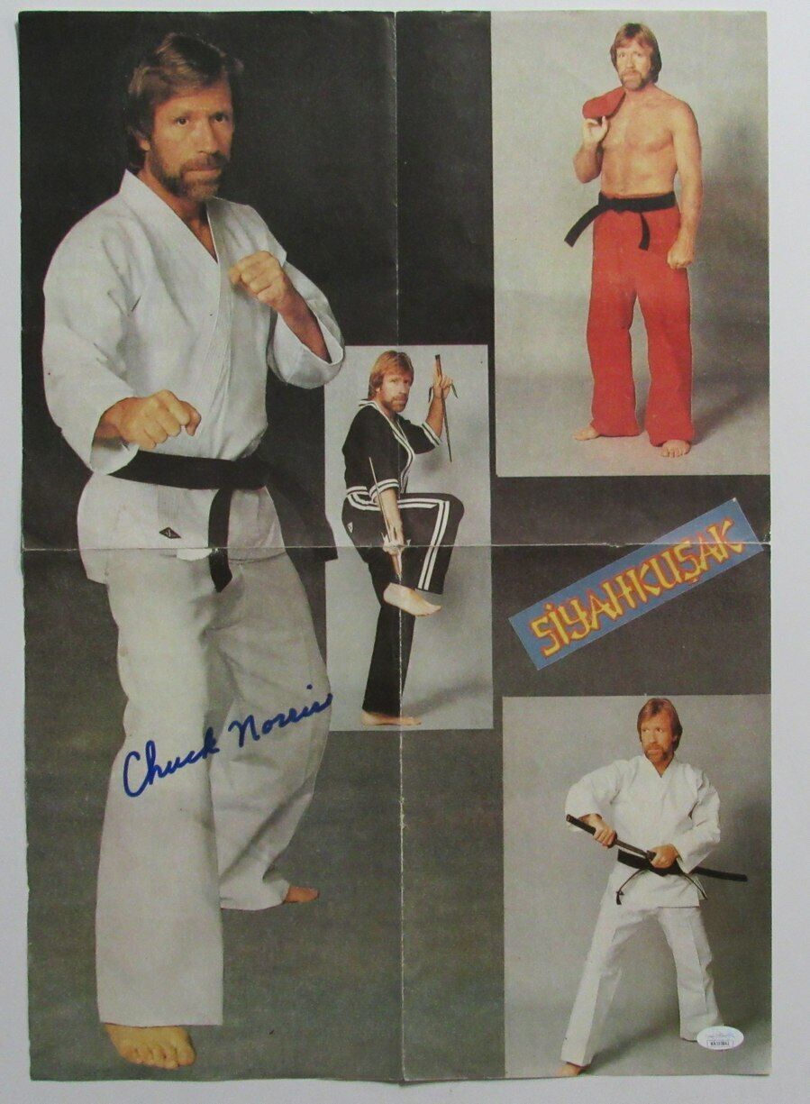 Chuck Norris Autographed Turkish RARE Poster 16x23 "Siyahkusak" Movie JSA