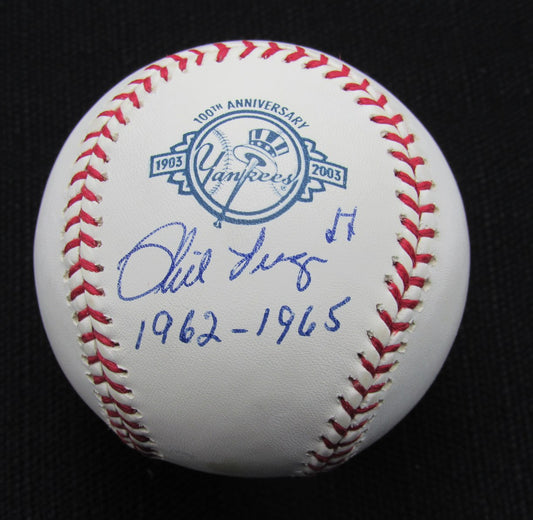 Phil Linz Signed/Auto Yankees 100th OML Baseball PSA/DNA Inscr 187001