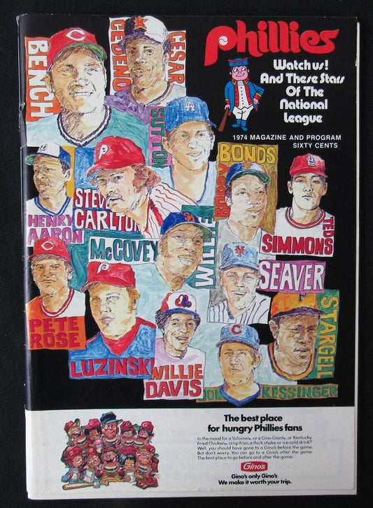 1974 Philadelphia Phillies vs Pittsburgh Pirates Baseball Game Program