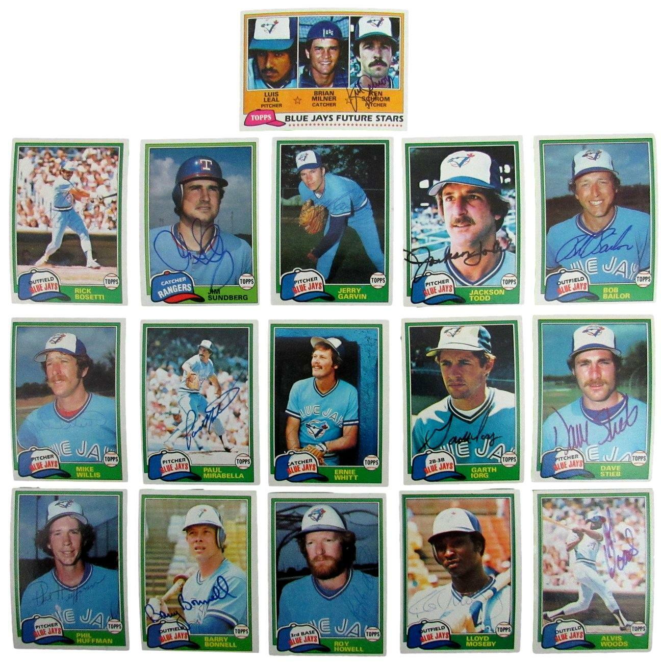 Lot of 16 Toronto Blue Jays Signed/Autographed 1981 TOPPS Trading Cards 165488