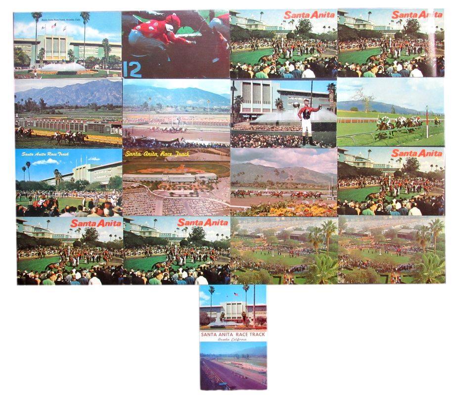 Lot of (15) Postcards from Santa Anita Park Horse Racing Track Arcadia, CA