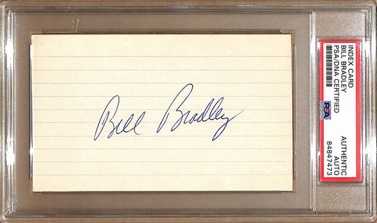 Bill Bradley HOF Autographed 3x5 Index Card NY Knicks PSA/DNA 178822