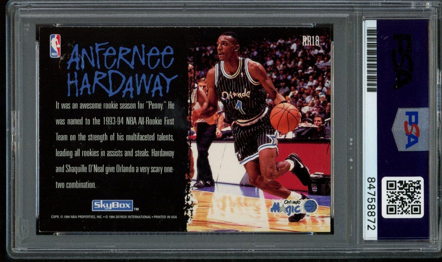 1994-95 Skybox Anfernee Hardaway #RR18 Rookie Card Signed Magic PSA/DNA