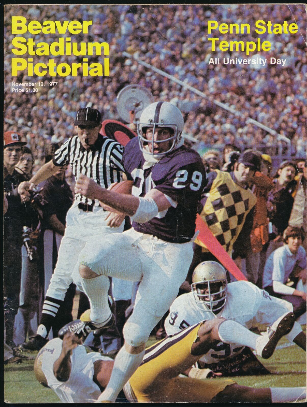 1977 Penn State vs. Temple College Football Game Program 11/12