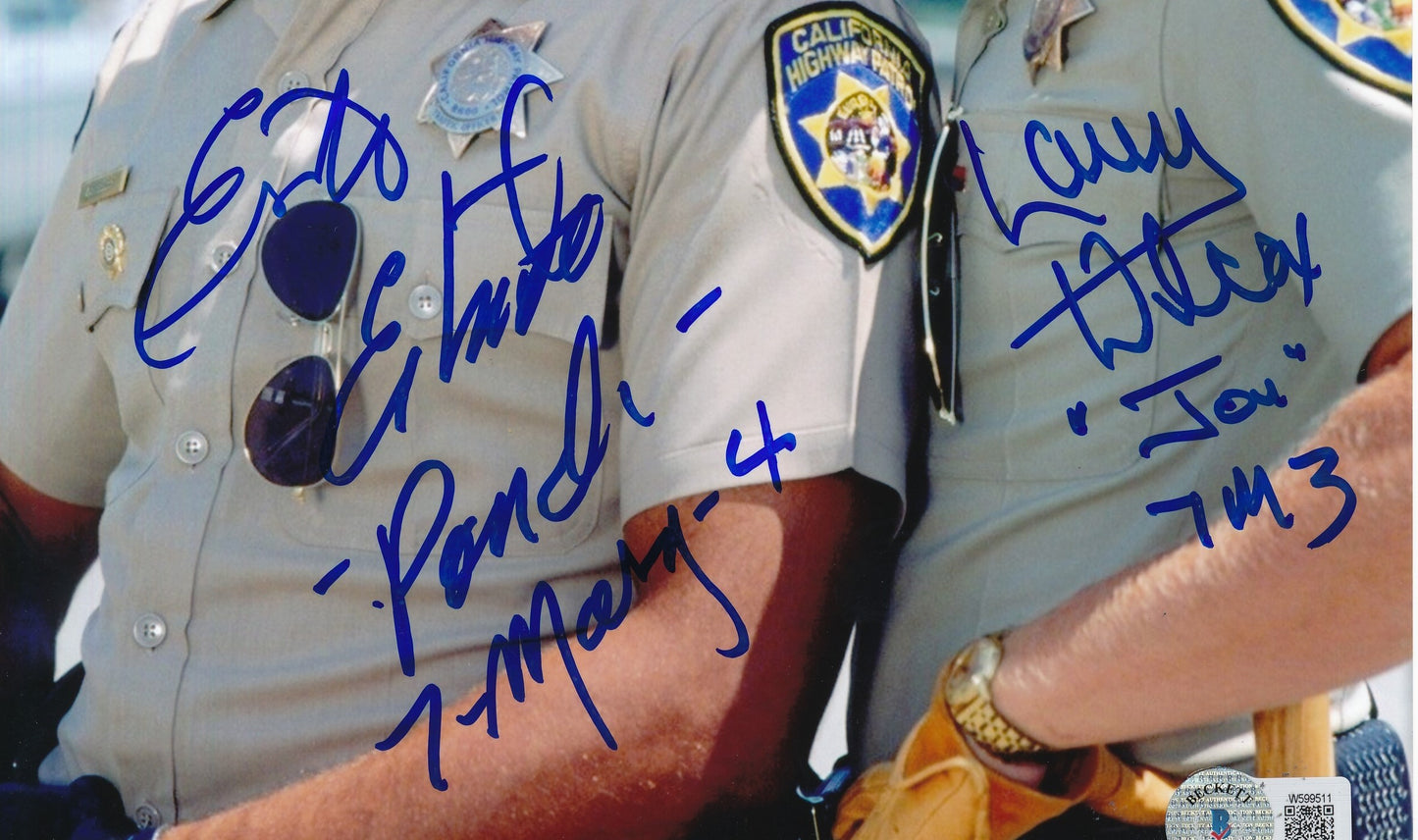 Larry Wilcox/Erik Estrada Dual-Signed/Inscr 8x10 Photo "Chips" Beckett 183526