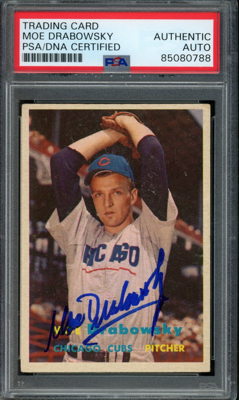 Moe Drabowsky Signed 1957 Topps Card #84 Chicago Cubs PSA/DNA 184172