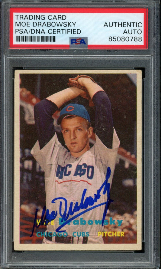 Moe Drabowsky Signed 1957 Topps Card #84 Chicago Cubs PSA/DNA 184172