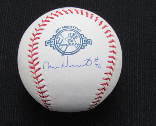 Mike Heath Signed/Auto Yankees 100th OML Baseball JSA 186740