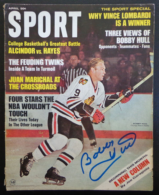 Bobby Hull HOF Autographed April 1968 SPORT Magazine Chicago Black Hawks JSA