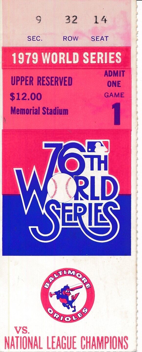 1979 World Series Orioles vs. Pirates Upper Reserved Ticket Stub 155744