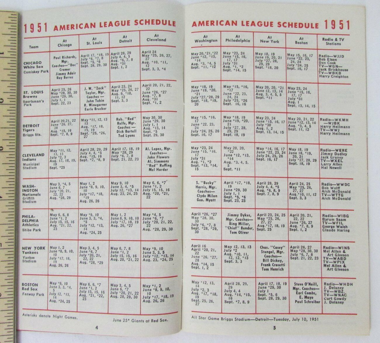 1950 and 1951 Baseball Schedule PM Whiskey Distillers 155102