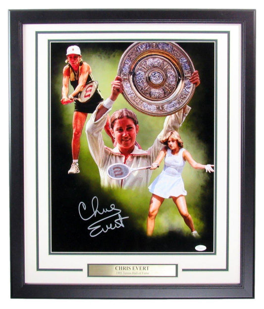 Chris Evert Autographed 16x20 Photo Tennis Champ Framed JSA 176748