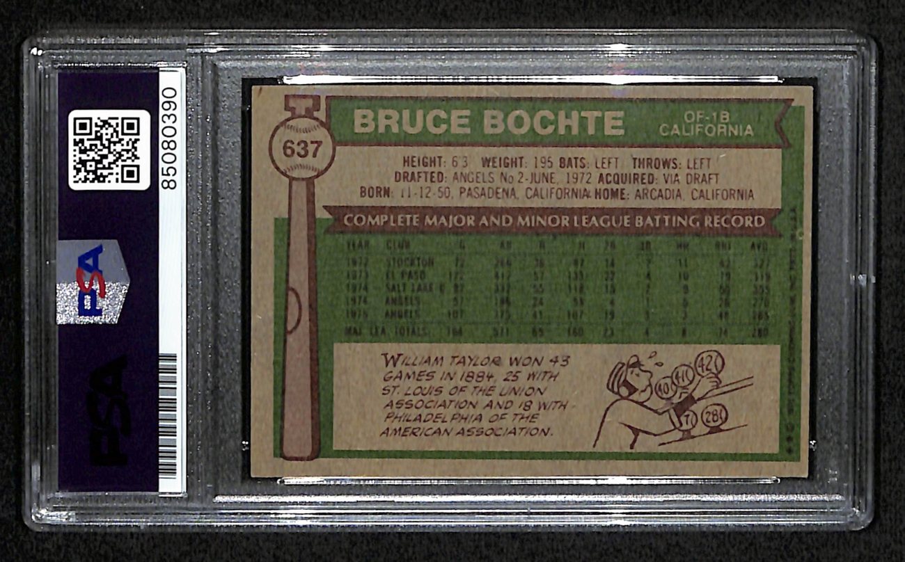 Bruce Bochte Signed 1976 Topps Card #637 California Angels PSA/DNA 184421