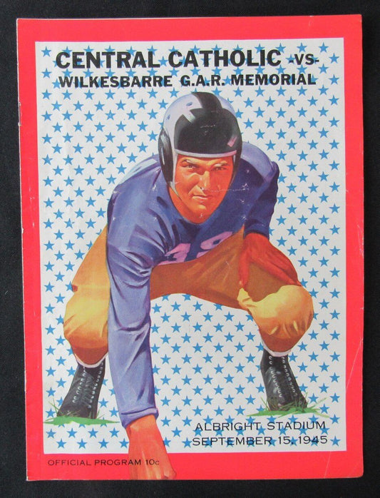 1945 Central Catholic vs. Wilkesbarre High School Football Game Program 09/15