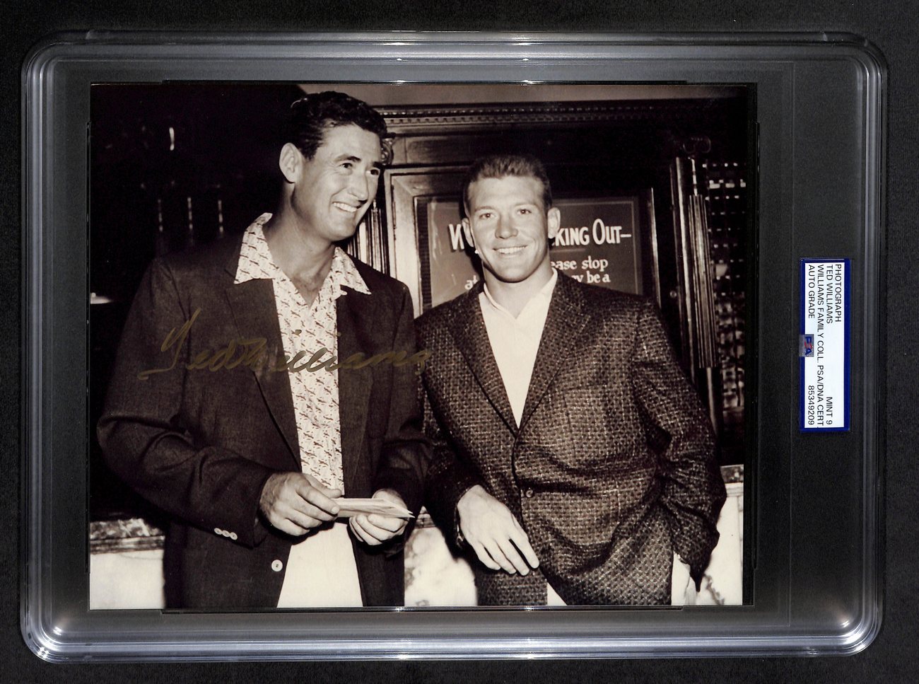 Ted Williams HOF Signed 8x10 Photo w/ Mickey Mantle Red Sox PSA/DNA 193299