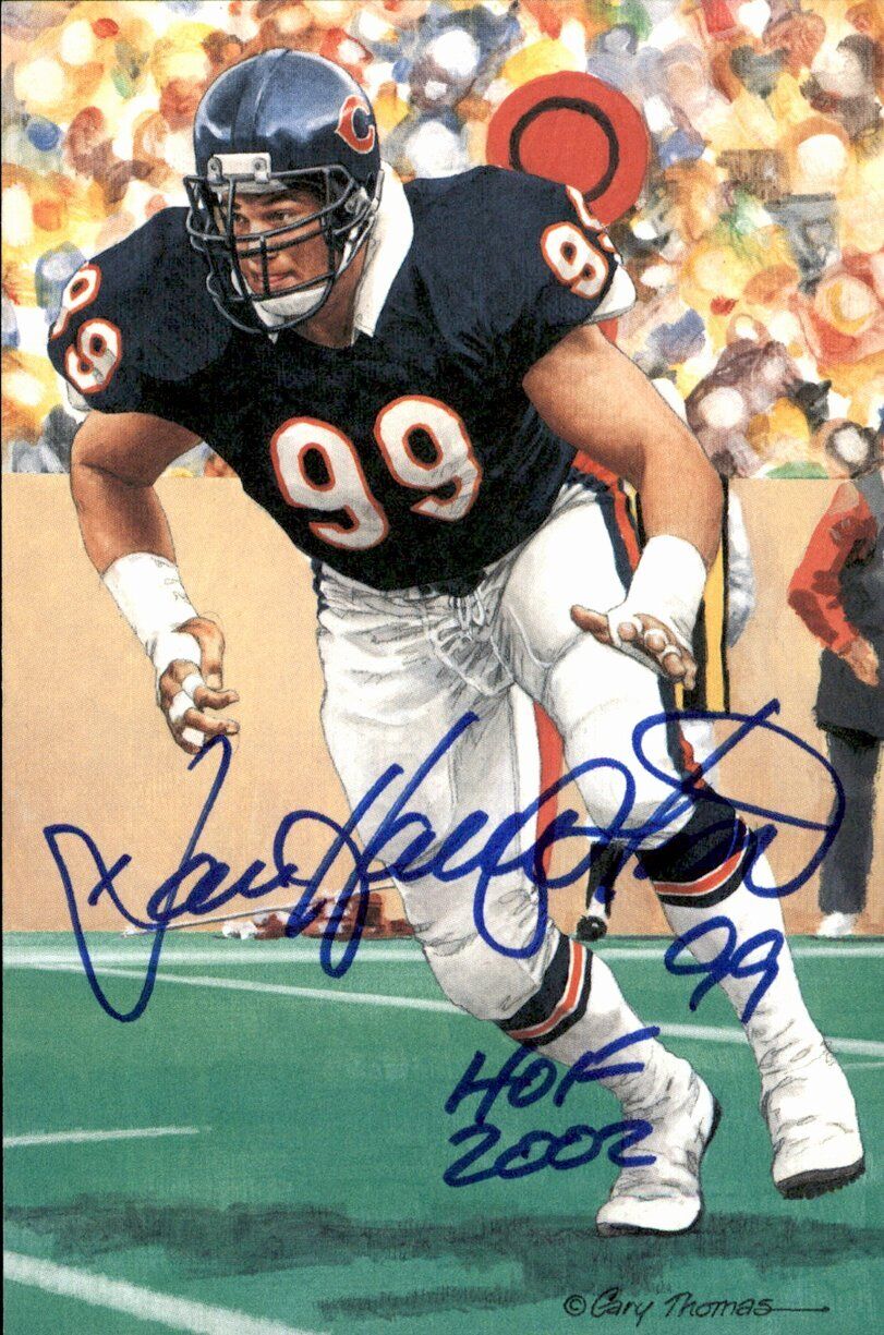 Dan Hampton HOF Bears Signed/Inscr Goal Line Art GLAC Postcard JSA 167166