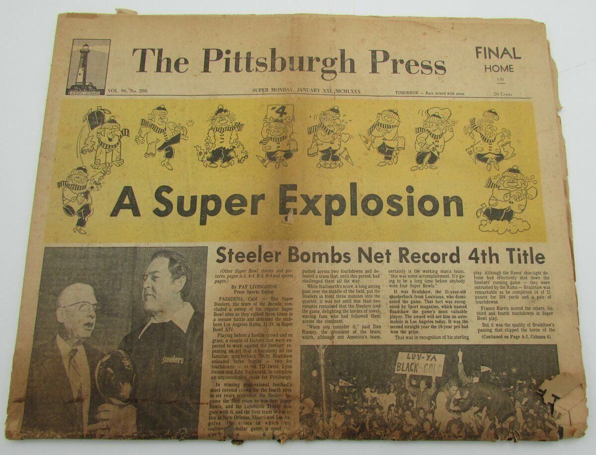 The Pittsburgh Press 1980 Steelers SUPER BOWL XIV Newspaper 142558