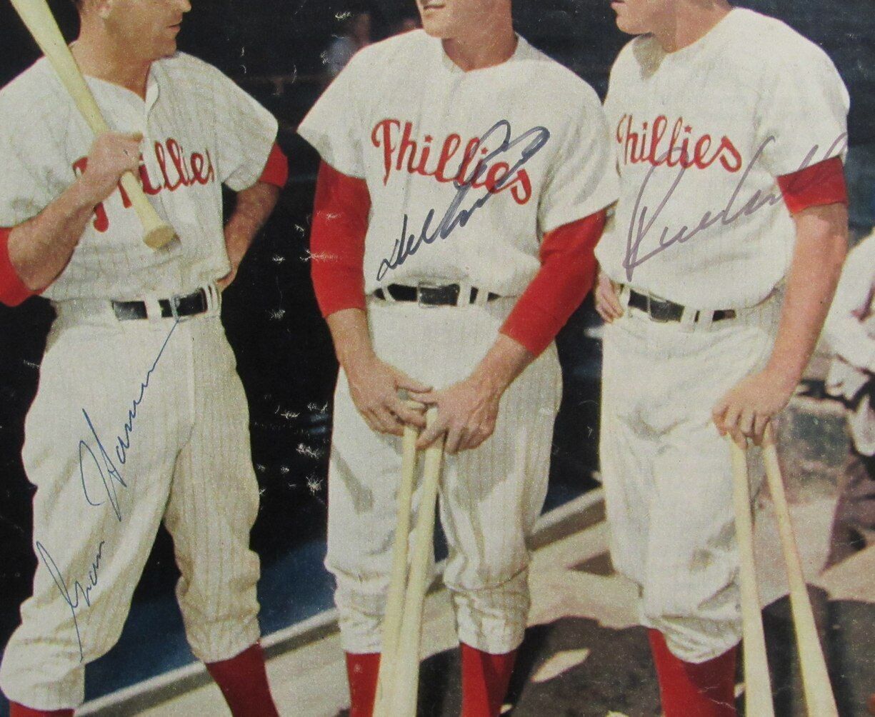 Philadelphia Phillies 1950's Signed 8x10 Matted Photo by Ashburn, Ennis, Hamner