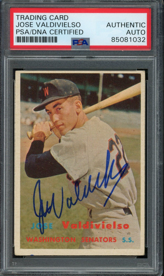 Jose Valdivielso Signed 1957 Topps Trading Card #246 Senators PSA/DNA 183577