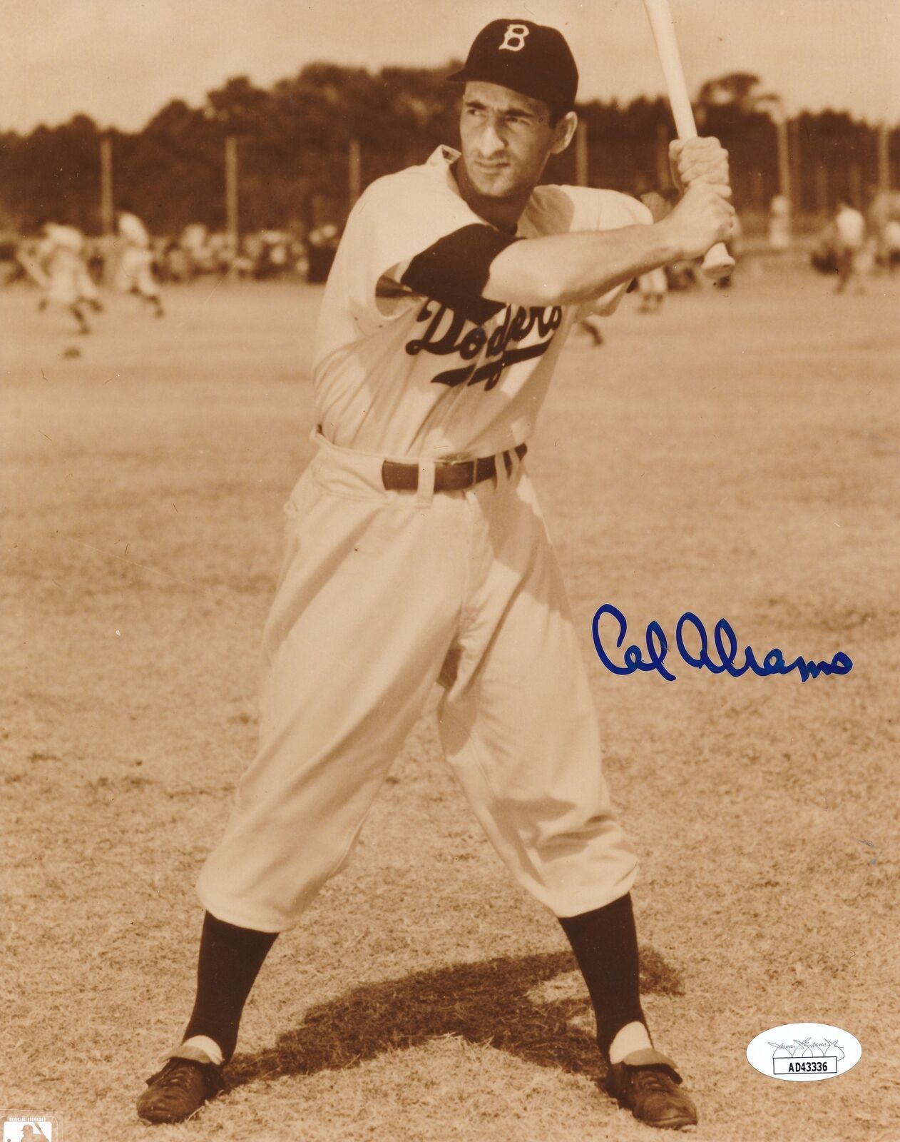 Cal Abrams Autographed 8x10 B/W Photo Brooklyn Dodgers JSA