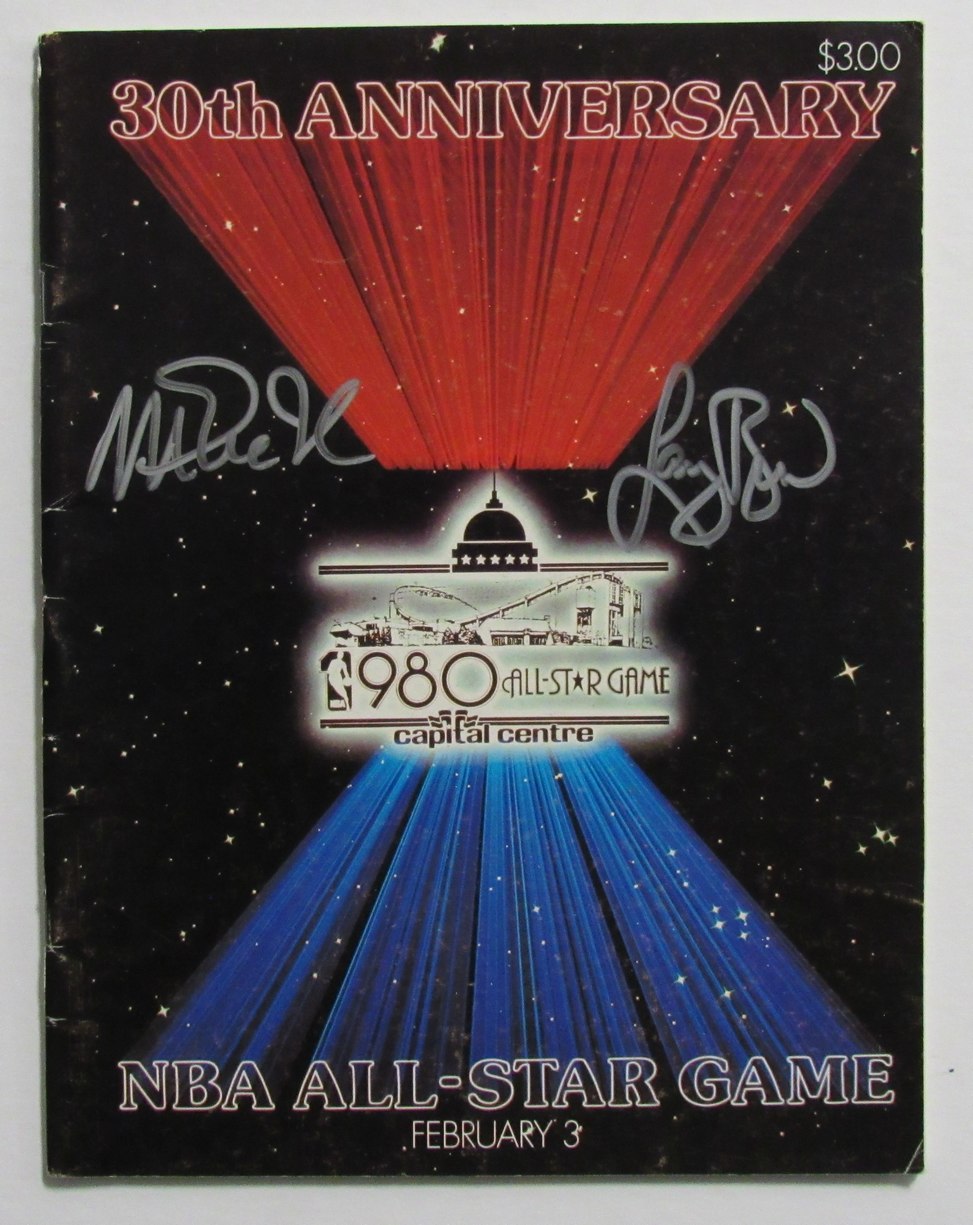 Larry Bird/Magic Johnson Dual-Autographed 1980 NBA All-Star Game Program PSA
