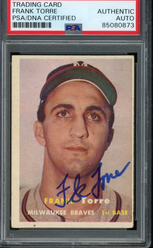 1957 TOPPS Frank Torre #37 Auth Card Signed Milwaukee Braves PSA/DNA 184115
