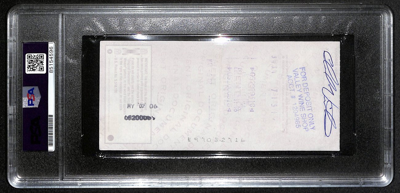 Johnny Unitas Signed 5/2/02 Check PSA/DNA MINT 9 188665