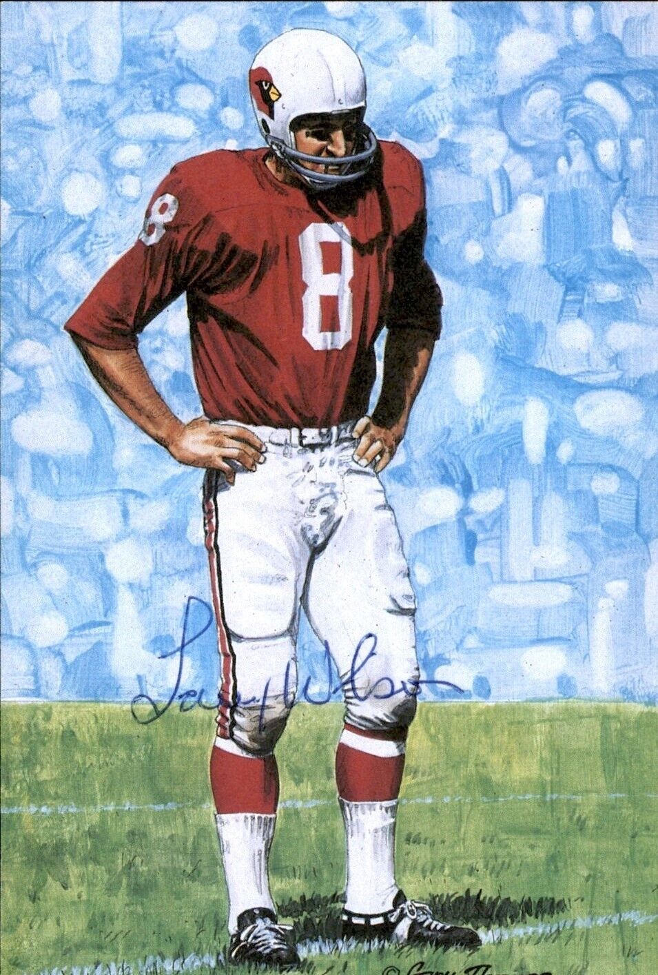 Larry Wilson HOF Autographed Goal Line Art GLAC Postcard Cardinals JSA