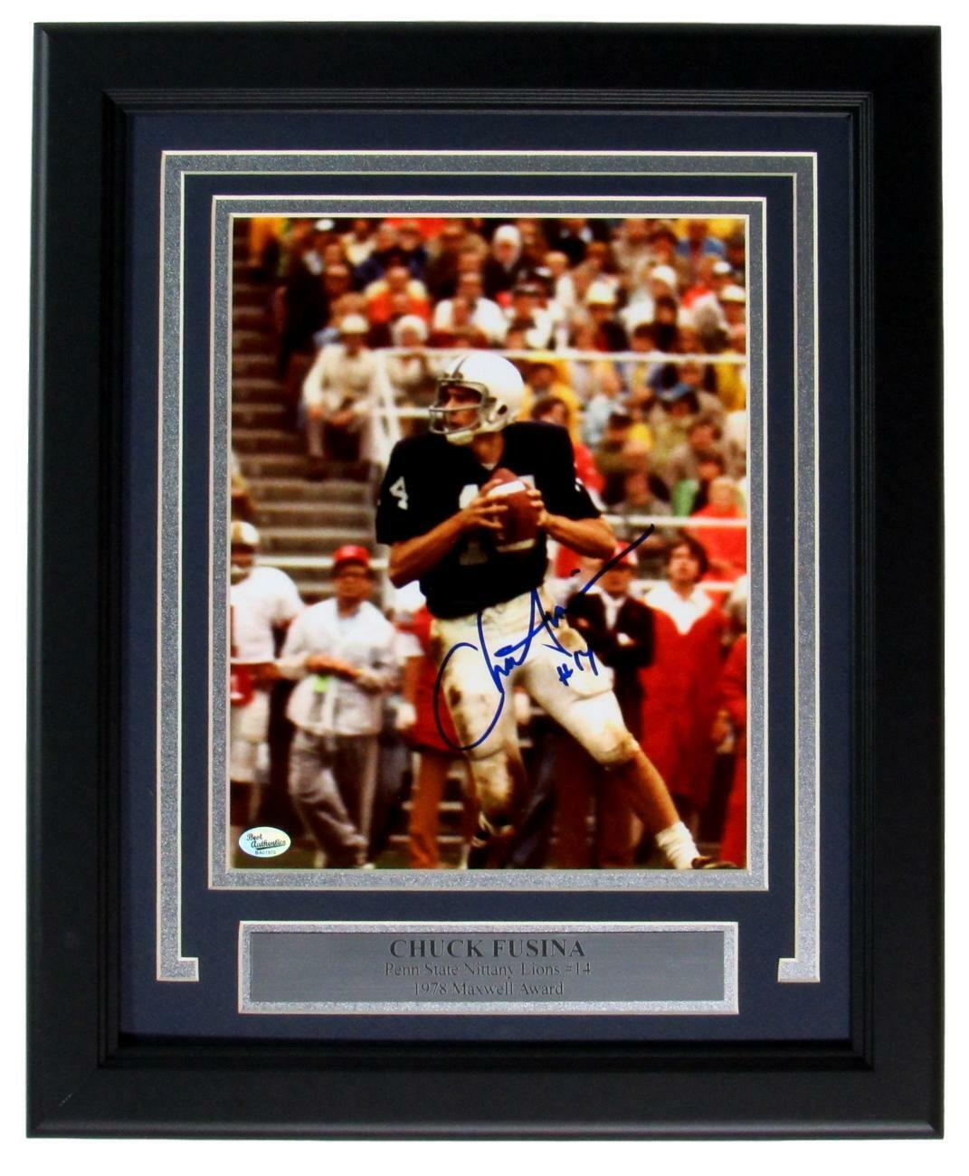 Chuck Fusina PSU Signed/Autographed 8x10 Photo Framed Best Authentics 149103