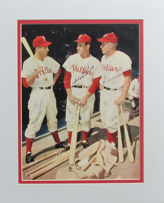 Philadelphia Phillies 1950's Signed 8x10 Matted Photo by Ashburn, Ennis, Hamner