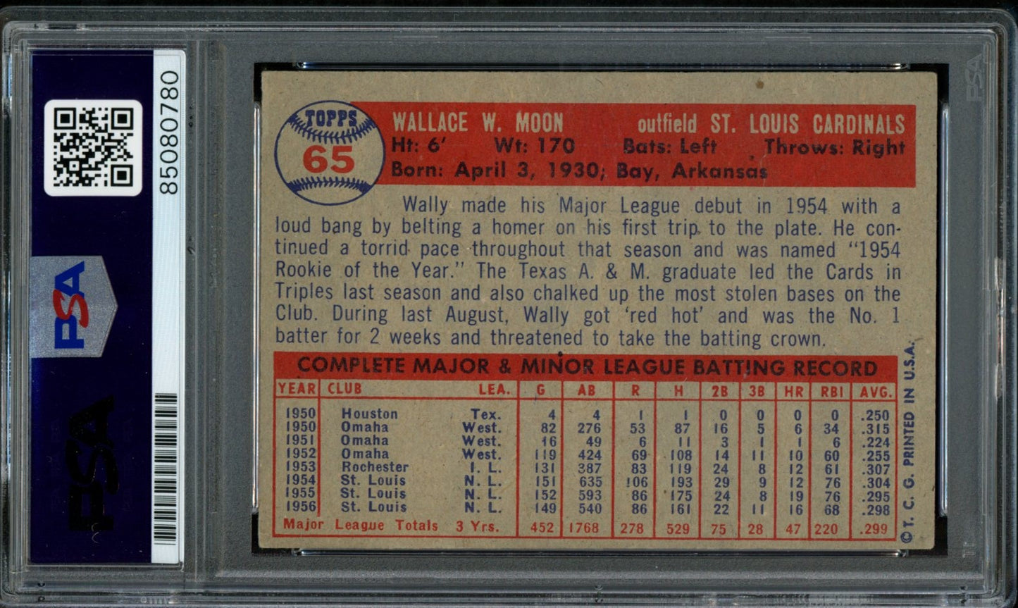 Wally Moon Signed 1957 Topps Card #65 St. Louis Cardinals PSA/DNA 184175